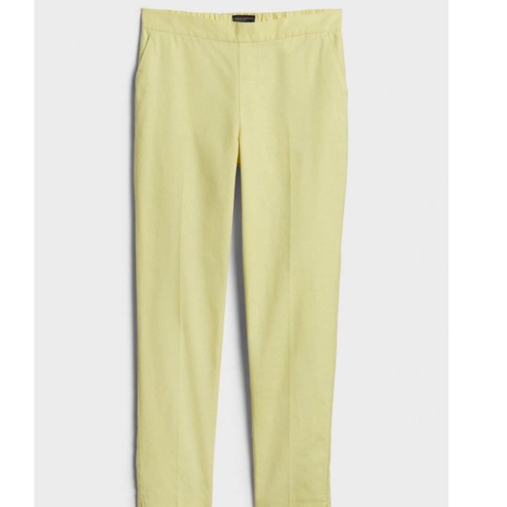Petite Strecht Linen Pull-On Anckle Pant Yellow